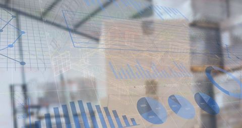 Financial Data and Graphics Overlaid on Warehouse Packages - Download Free Stock Images Pikwizard.com