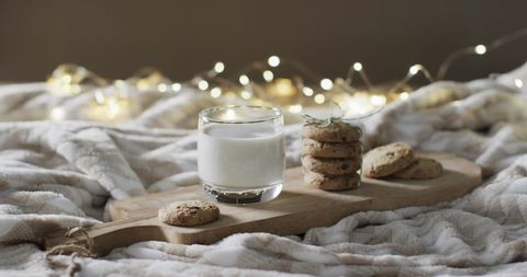Cozy Milk and Cookies with Soft Lighting Ambiance