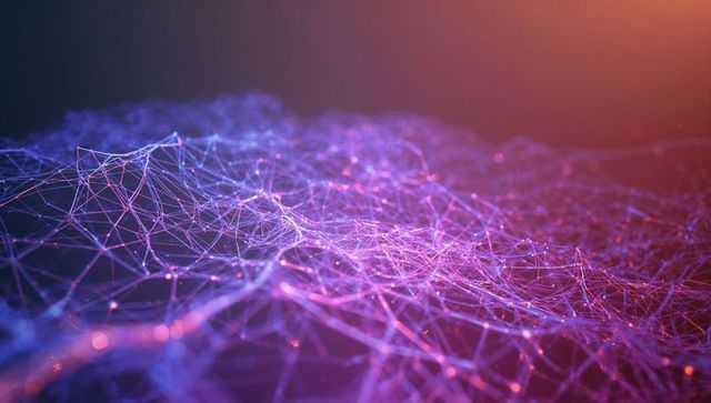 Futuristic Digital Mesh with Glowing Nodes and Lines