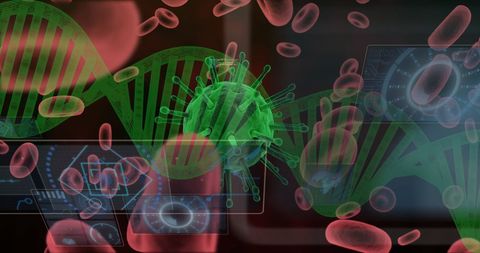 DNA Strand and Virus Cell with Digital Interface - Download Free Stock Images Pikwizard.com