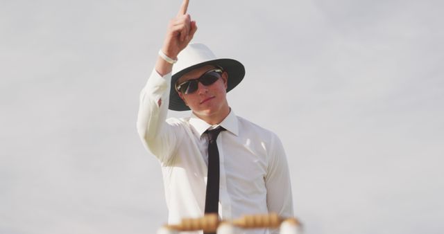 Cricket Umpire Signaling Out Decision on Field - Download Free Stock Images Pikwizard.com