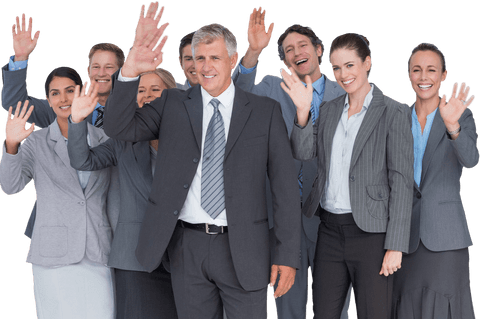 Transparent Business Team Smiling and Waving at Camera, Energetic Outlook - Download Free Stock Videos Pikwizard.com