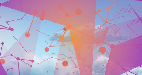 Abstract Geometric Overlay on Cloudy Skies for Digital Business - Download Free Stock Images Pikwizard.com