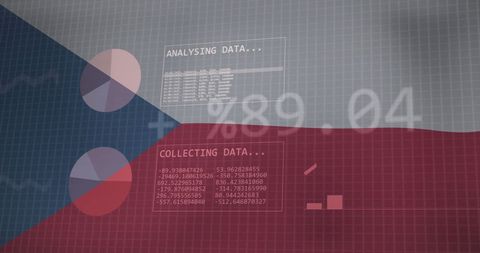 Digital Financial Analytics Overlay on Czech Republic Flag - Download Free Stock Images Pikwizard.com