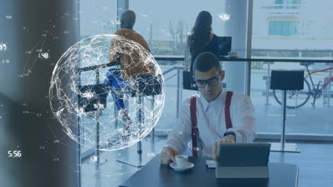 Digital Network Visualization in Modern Cafe Setting