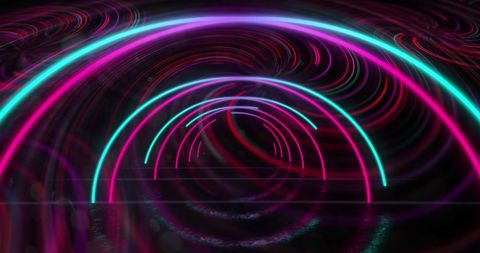 Dynamic Neon Arches and Swirls on Dark Background - Download Free Stock Images Pikwizard.com