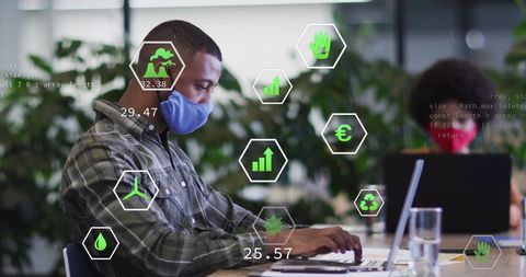 Technology and Environmental Icon Integration in Business Setting