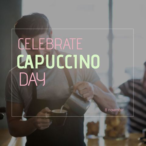 barista pouring milk in coffee for celebrating cappuccino day - Download Free Stock Templates Pikwizard.com