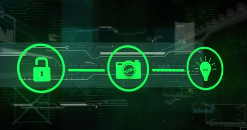Digital Data Processing with Secure Interface Icons - Download Free Stock Images Pikwizard.com