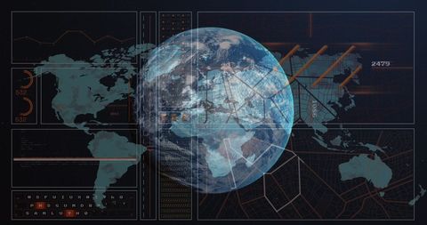 Digital Data Interface with Global Earth Visualization - Download Free Stock Images Pikwizard.com