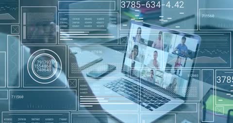 Remote Business Meeting with Data Visualization Overlays