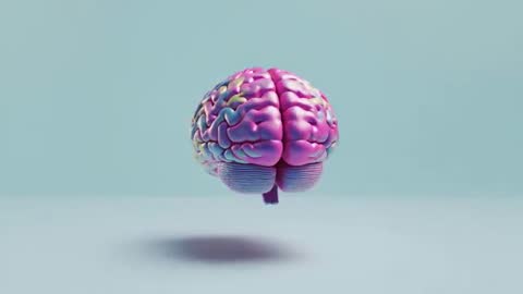 3D Animated Pastel Brain Model Revolves on Teal Background
