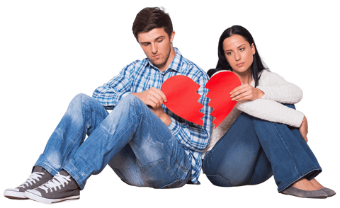 Transparent Image of Sad Couple Holding Broken Heart - Download Free Stock Videos Pikwizard.com