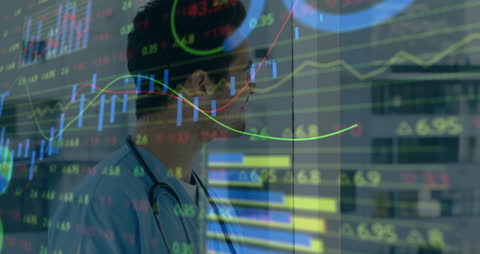 Healthcare Professional Analyzing Financial Data and Charts