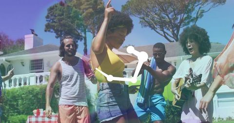 Joyful Outdoor Summer Party with Dancing and Music