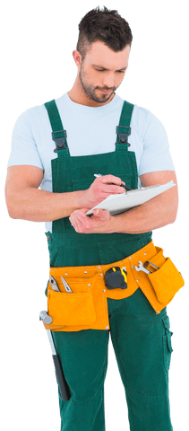 Transparent Repairman Writing on Clipboard Professionally - Download Free Stock Videos Pikwizard.com