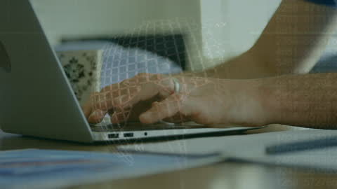 Data Processing with Hands Typing on Laptop Keyboard