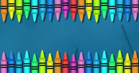 Colorful Crayons Border on Vibrant Blue Background - Download Free Stock Images Pikwizard.com