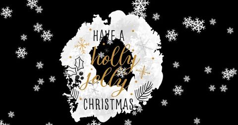Festive Holly Jolly Christmas Greeting with Falling Snowflakes