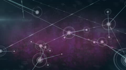 Abstract Network Connections on Purple Digital Background