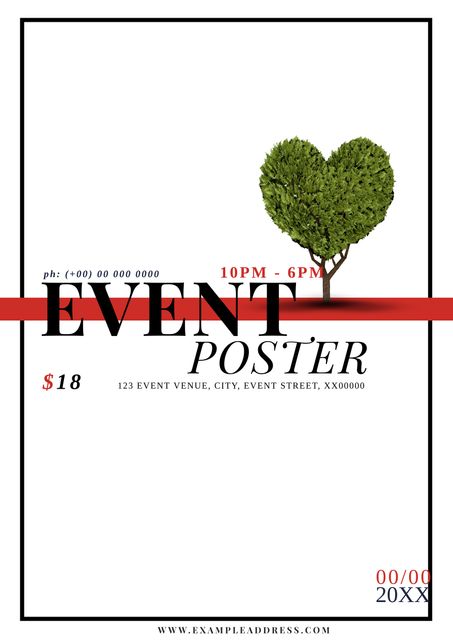 Minimal Event Poster Design with Heart-Shaped Topiary - Download Free Stock Templates Pikwizard.com