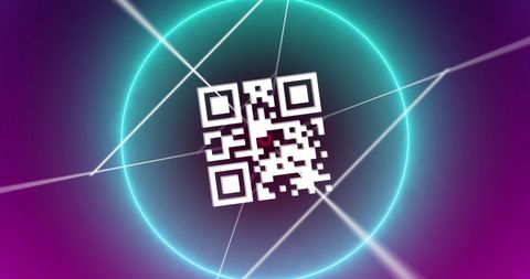 Neon QR Code with Glowing Circles on Vibrant Background - Download Free Stock Images Pikwizard.com