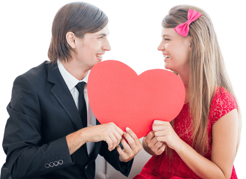 transparent smiling couple holding red heart on sofa - Download Free Stock Videos Pikwizard.com