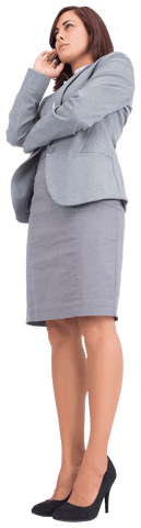 Transparent Image of Worried Hispanic Businesswoman in Formal Attire