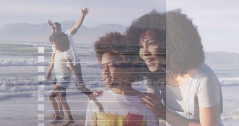Happy Family Enjoying Beach Day and Quality Time Together