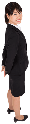 Happy Asian Businesswoman Standing on Transparent Background