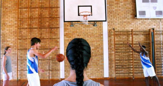 Diverse Basketball Team Practicing in Indoor Gymnasium - Download Free Stock Images Pikwizard.com