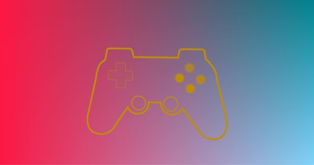 Colorful Gaming Controller Outline on Gradient Background - Download Free Stock Images Pikwizard.com