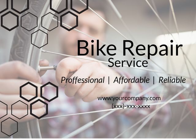 Professional Bike Repair Service Flyer with Contact Information - Download Free Stock Templates Pikwizard.com