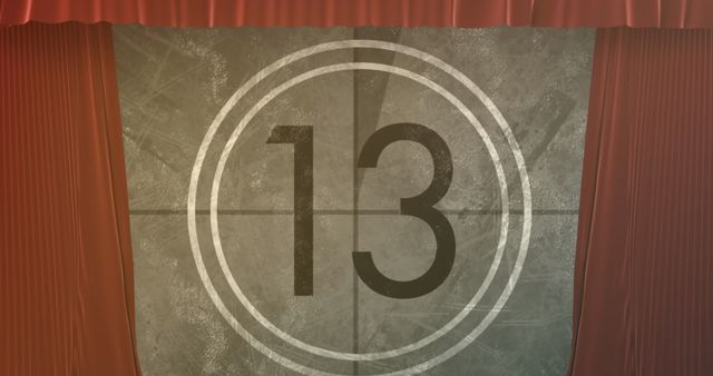 Retro Movie Countdown with Red Curtains in Background - Download Free Stock Images Pikwizard.com