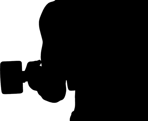 Transparent silhouette of a male athlete lifting dumbbell with focus