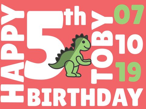 Vibrant Dinosaur-Themed 5th Birthday Celebration Design - Download Free Stock Templates Pikwizard.com