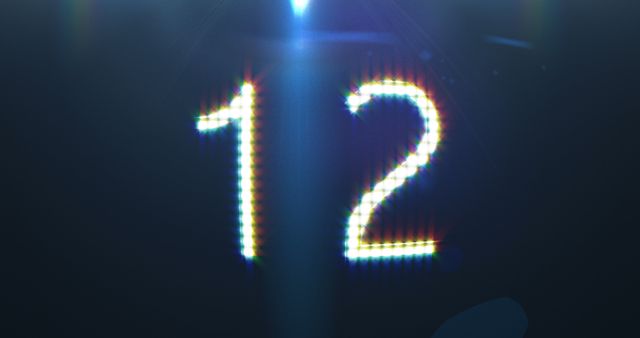 Bright Digital Number Twelve with Light Effects - Download Free Stock Images Pikwizard.com