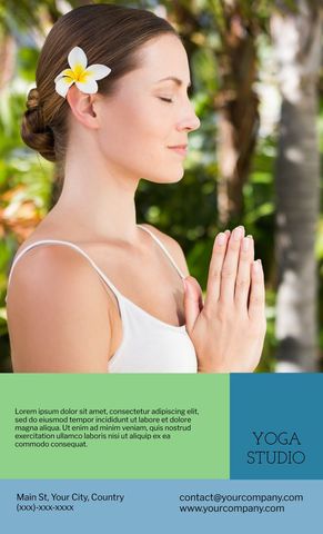 Mindful Woman with Flower in Hair Reflecting Tranquility at Yoga Studio - Download Free Stock Templates Pikwizard.com