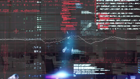 Futuristic Digital Transformation with Binary Codes and Office Scene