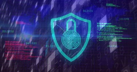 digital security shield with fingerprint lock and code interface - Download Free Stock Images Pikwizard.com