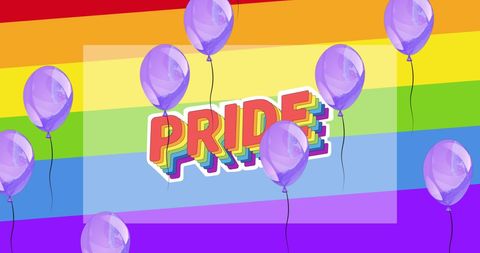 Rainbow Pride with Purple Balloons Supporting LGBT Rights