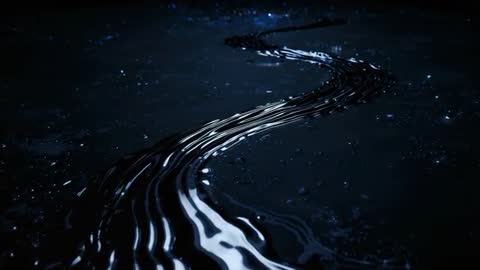 Cinematic Glossy Black Liquid Flowing in S-Curve with Reflective Highlights - Loopable 4K