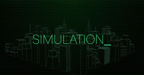 Digital Simulation Overlay on Futuristic Cityscape - Download Free Stock Images Pikwizard.com
