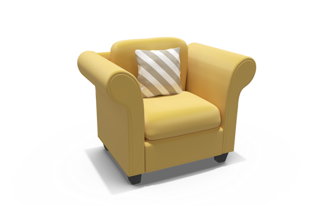 Transparent 3D Yellow Armchair with Patterned Cushion - Download Free Stock Videos Pikwizard.com