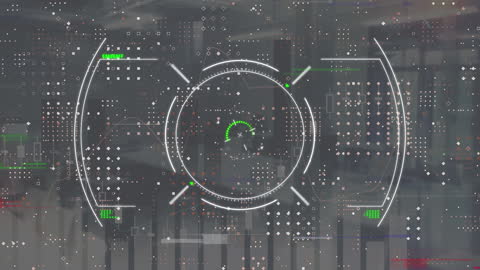 Futuristic Virtual Interface Displaying Data Processing Elements