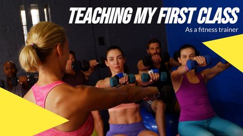 first-time fitness trainer leading intense group workout - Download Free Stock Templates Pikwizard.com
