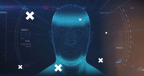 Digital Human Head with Network and Futuristic Interface - Download Free Stock Images Pikwizard.com