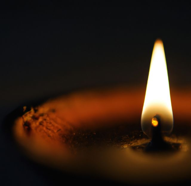 Close-Up of Burning Candle Wick in Darkness - Download Free Stock Images Pikwizard.com