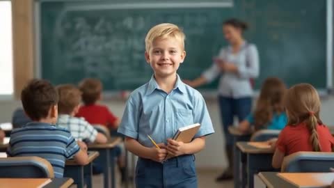 Young Student Actively Participating in Classroom Setting