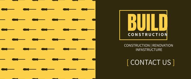 Build Construction Banner with Hammer Pattern and Contact Information - Download Free Stock Templates Pikwizard.com